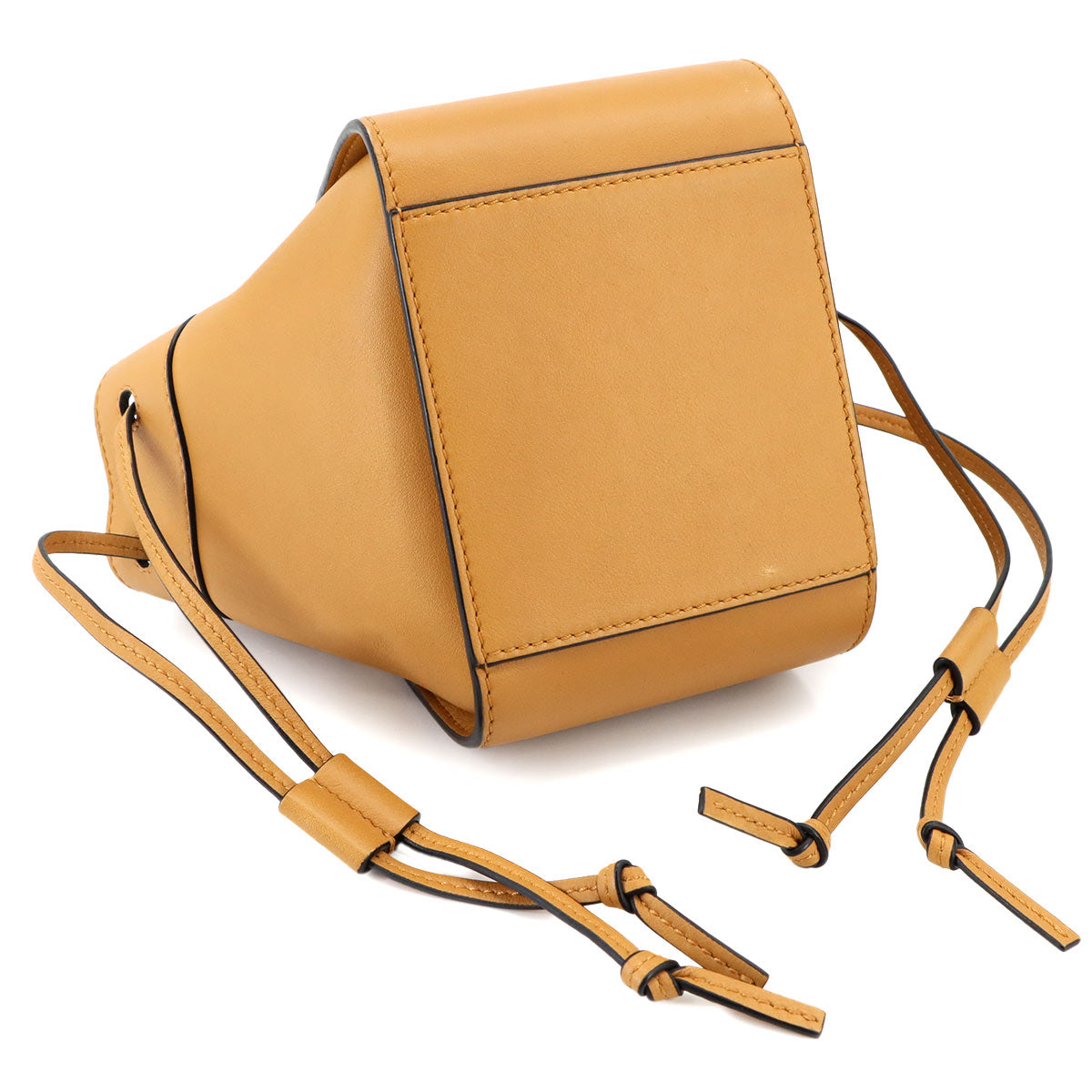 Hammock Drawstring Mini Hand Shoulder Bag Leather Light Brown