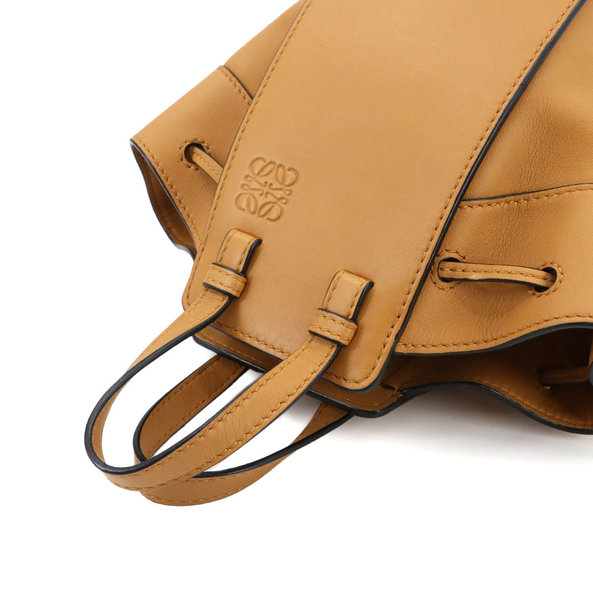 Hammock Drawstring Mini Hand Shoulder Bag Leather Light Brown