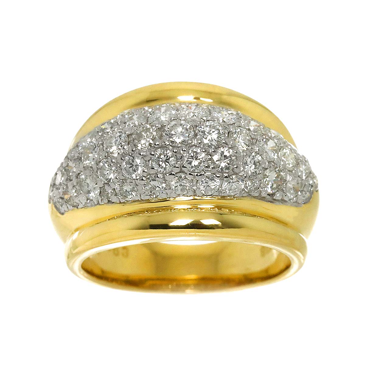 Diamond 1.63ct Ring 18K K18 YG Yellow Gold 750 size6(US)