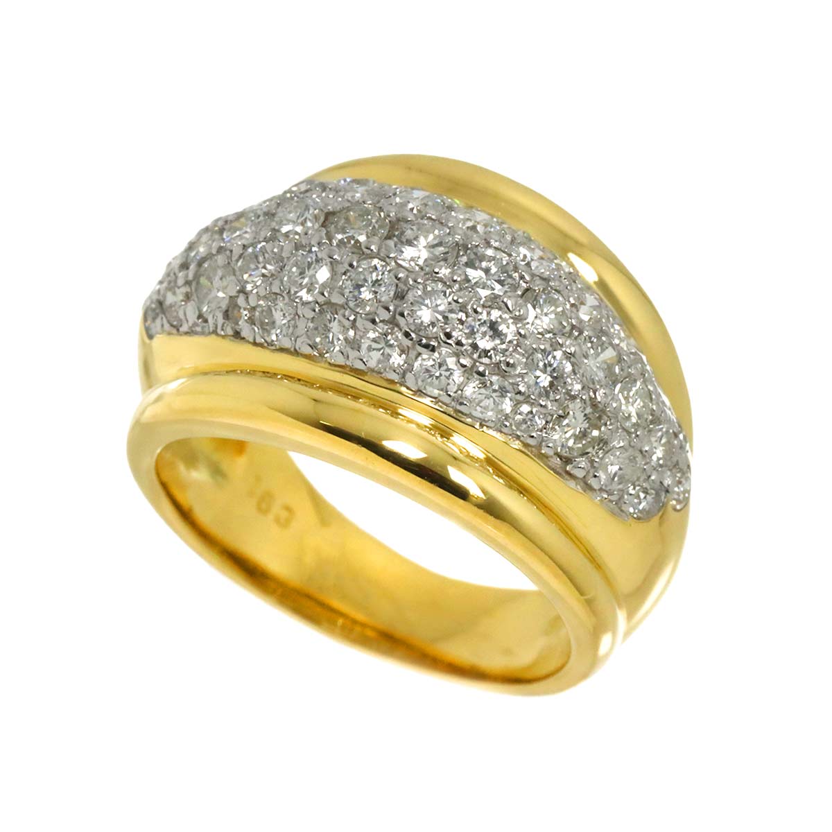 Diamond 1.63ct Ring 18K K18 YG Yellow Gold 750 size6(US)