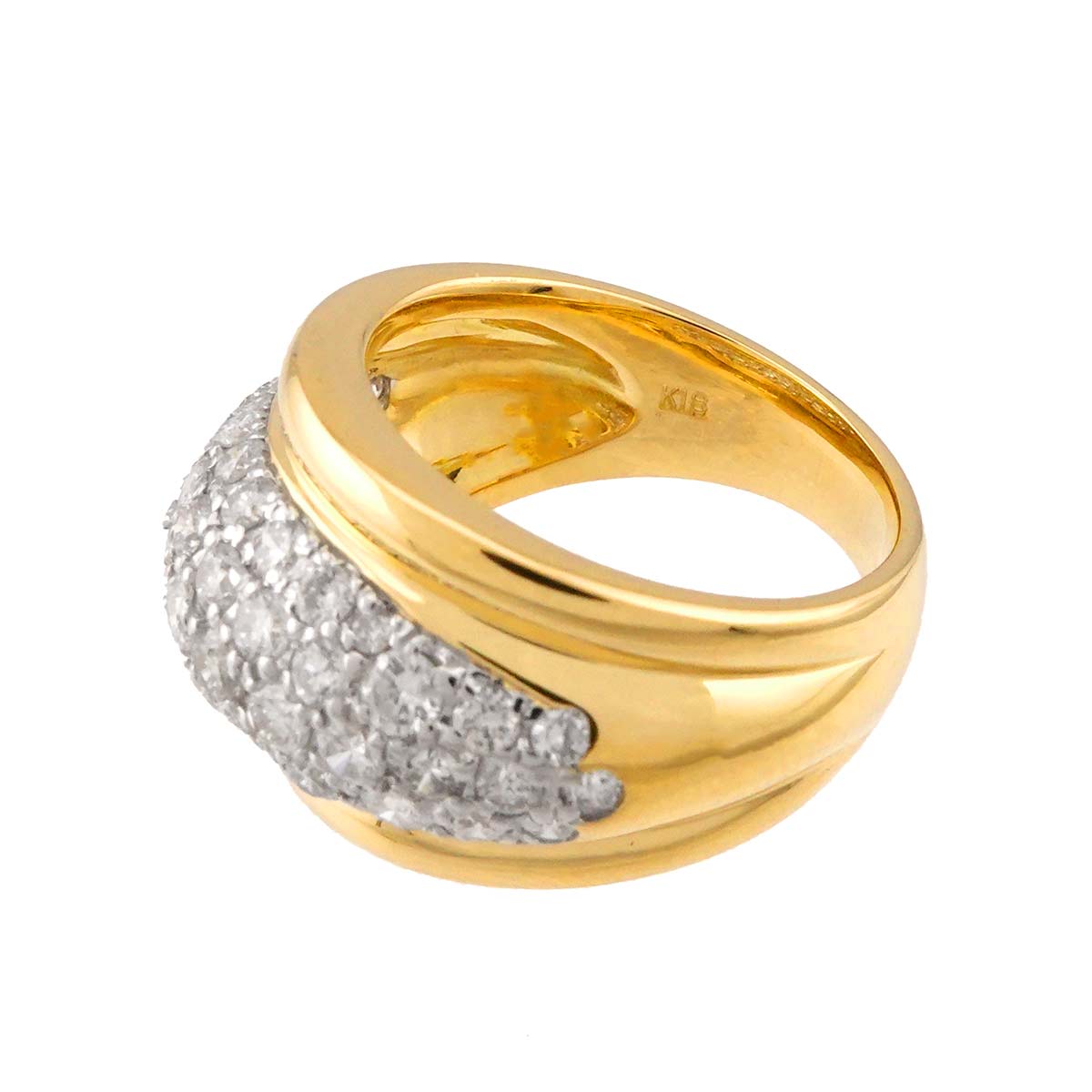 Diamond 1.63ct Ring 18K K18 YG Yellow Gold 750 size6(US)