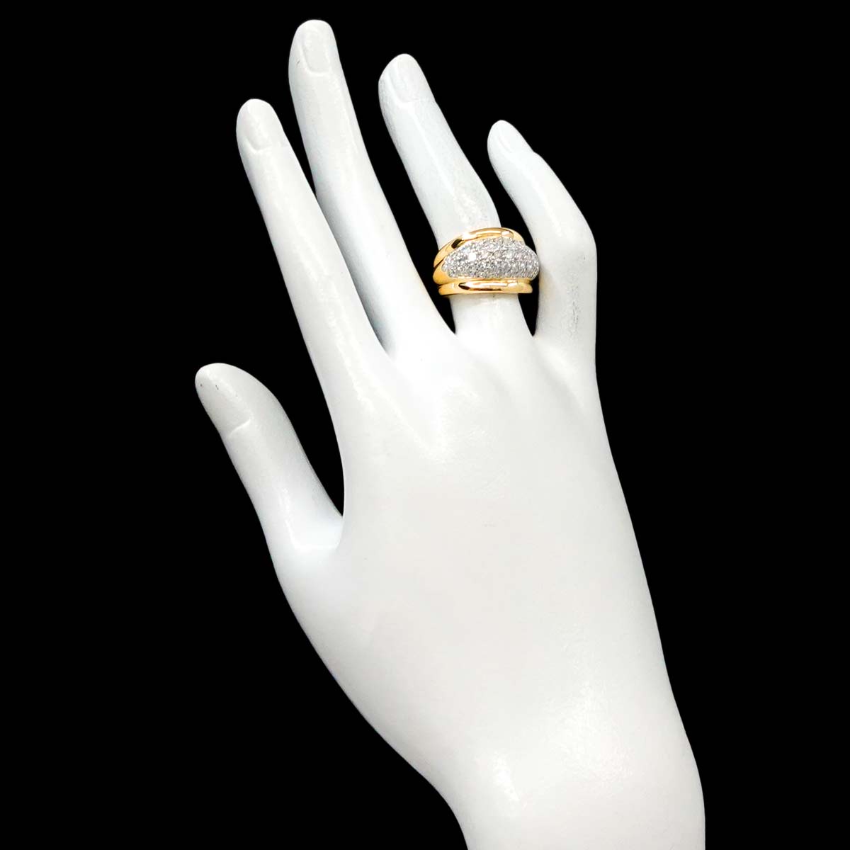 Diamond 1.63ct Ring 18K K18 YG Yellow Gold 750 size6(US)