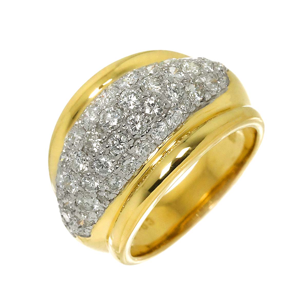 Diamond 1.63ct Ring 18K K18 YG Yellow Gold 750 size6(US)