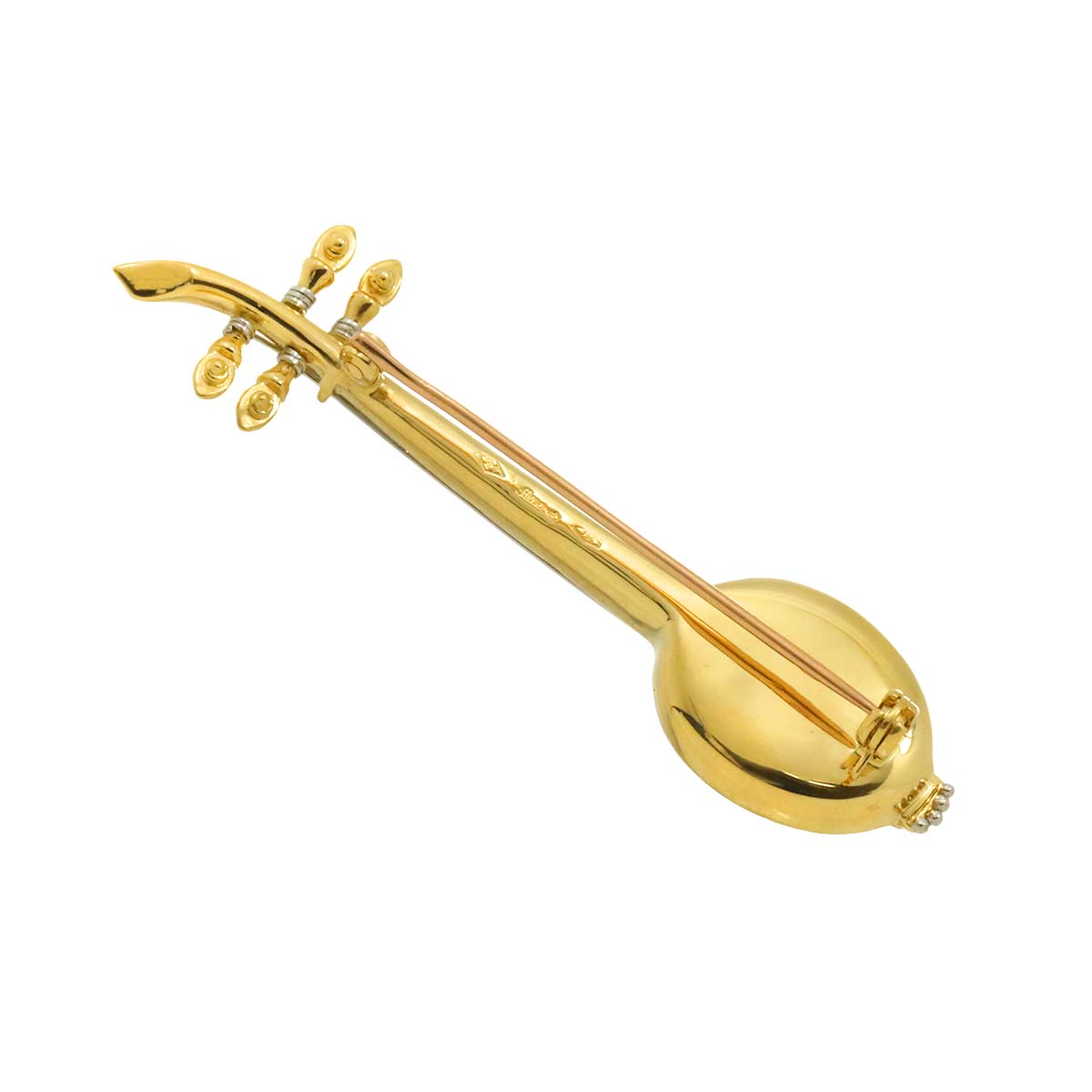 Diamond Brooch 18K YG Yellow Gold 750