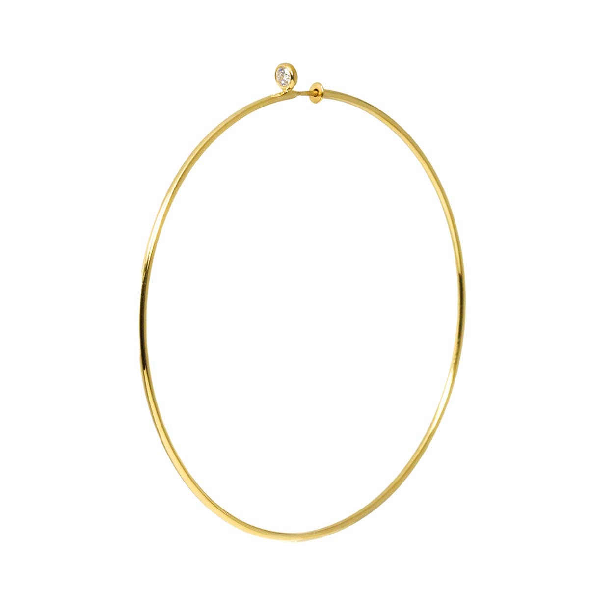 Diamond Hoop Earring Pierced 18K YG One Piece only