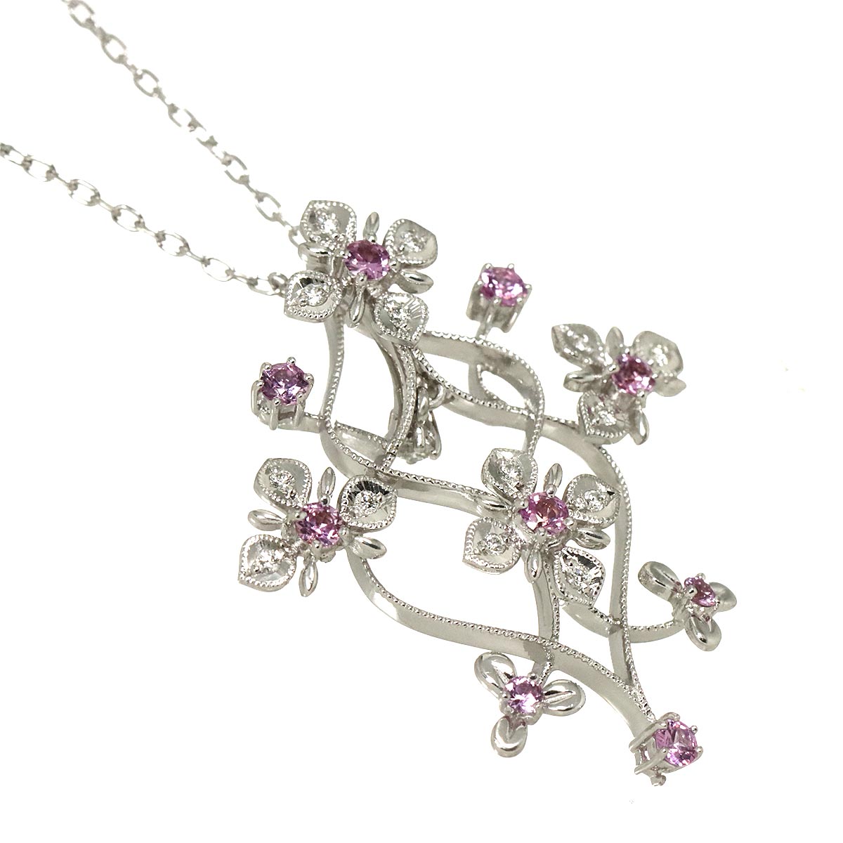 MIKIMOTO Sapphire Diamond Necklace 18K White Gold 750