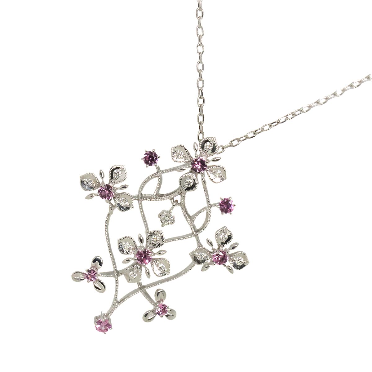 MIKIMOTO Sapphire Diamond Necklace 18K White Gold 750