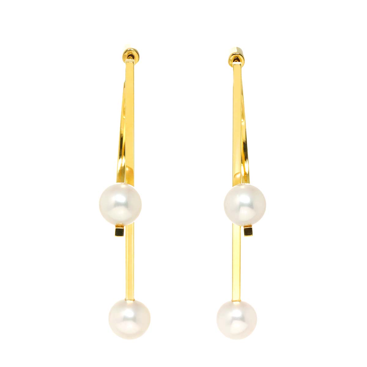 Akoya Pearl 7.4-7.3mm Earrings Pierced 18K YG 750
