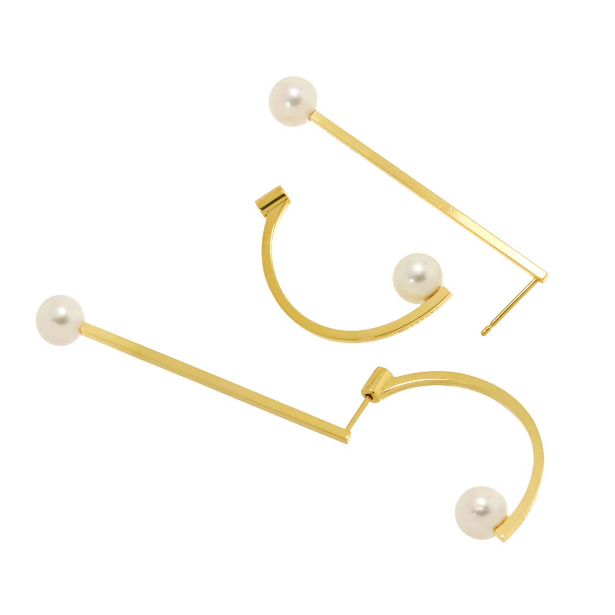 Akoya Pearl 7.4-7.3mm Earrings Pierced 18K YG 750