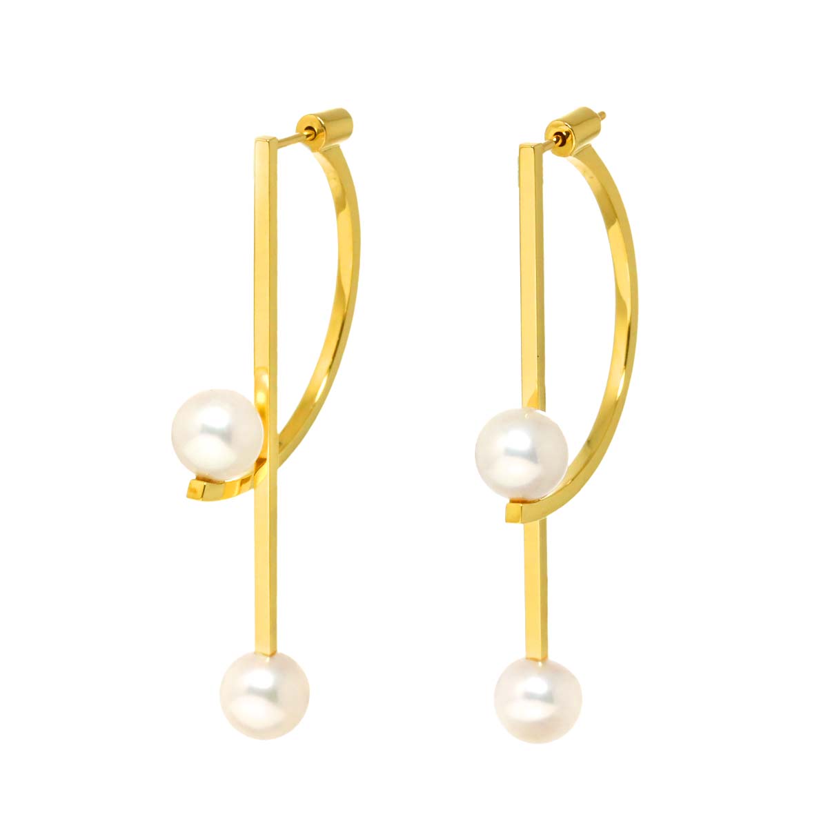 Akoya Pearl 7.4-7.3mm Earrings Pierced 18K YG 750
