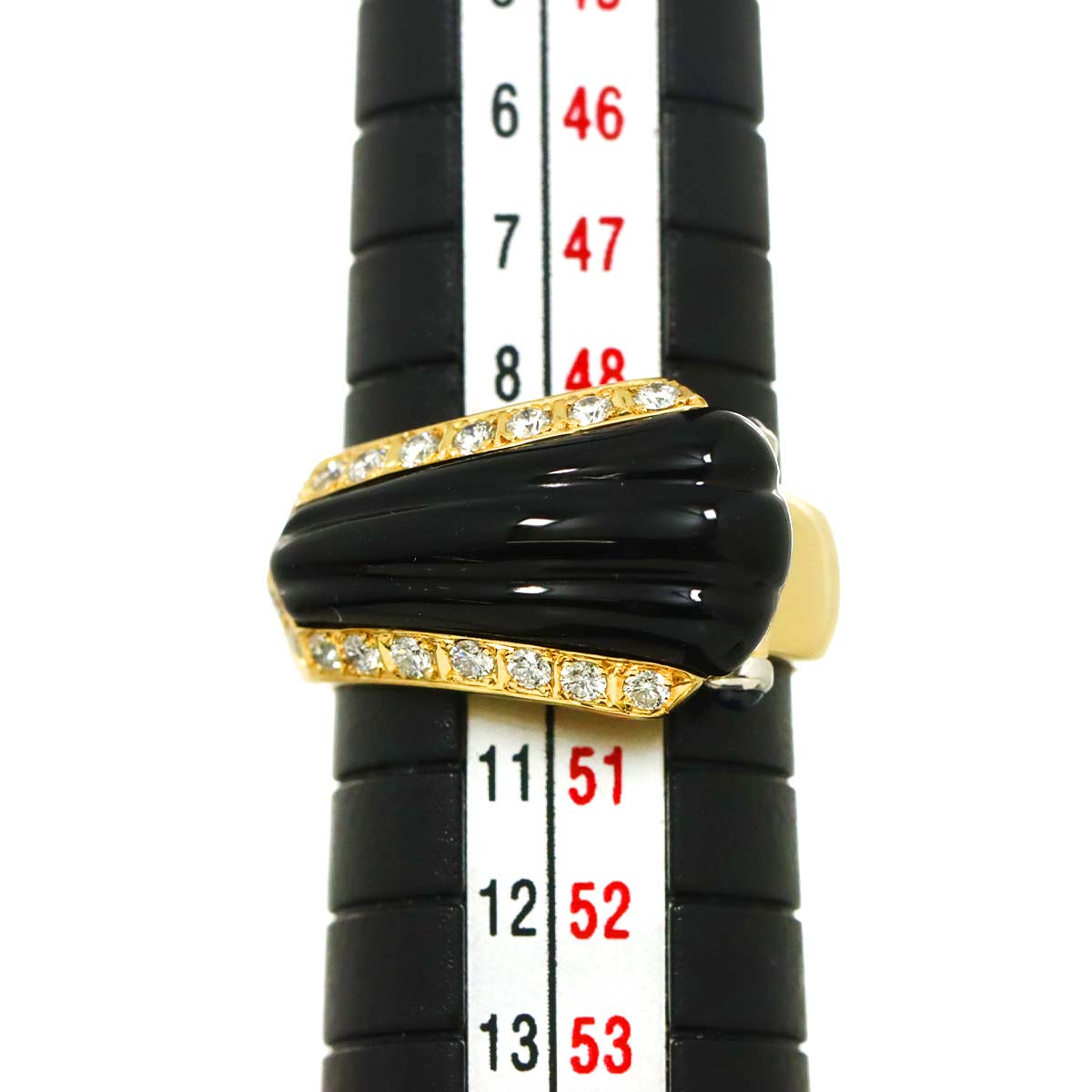 Ishikawa Nobuko Onyx Diamond 0.27ct Sapphire 0.10ct Ring 18K YG 5.25US