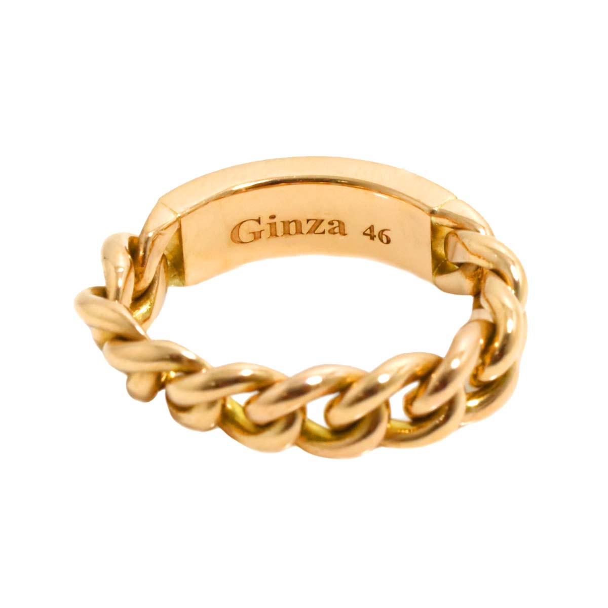 Gourmette Chain Ring 18K PG Pink Gold size46 3.75(US) 90298288