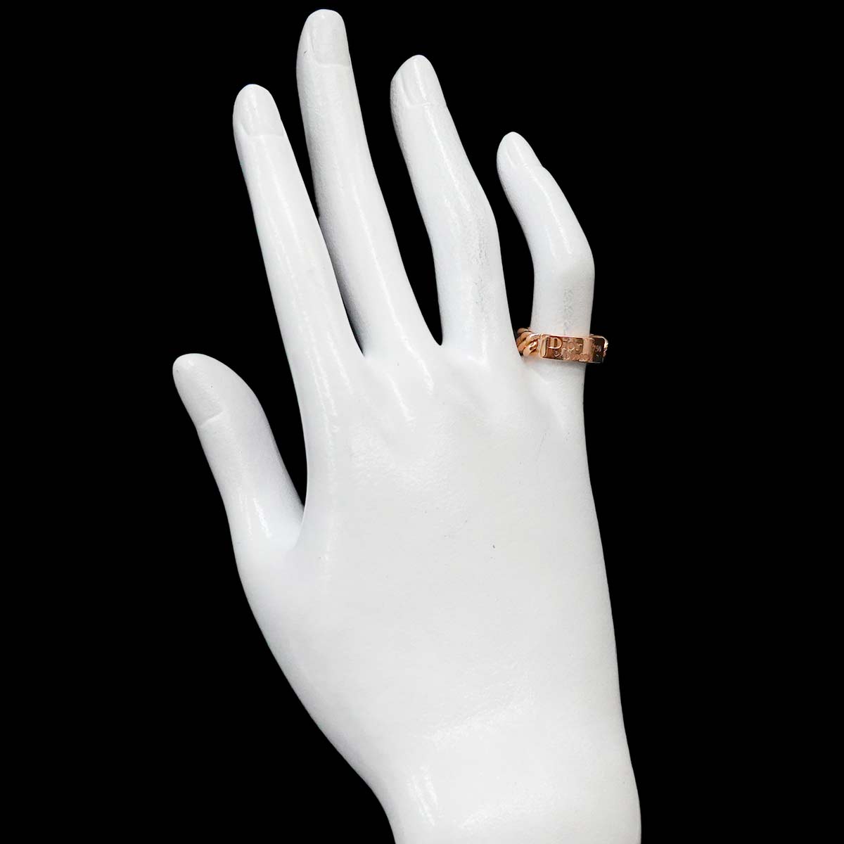 Gourmette Chain Ring 18K PG Pink Gold size46 3.75(US) 90298288
