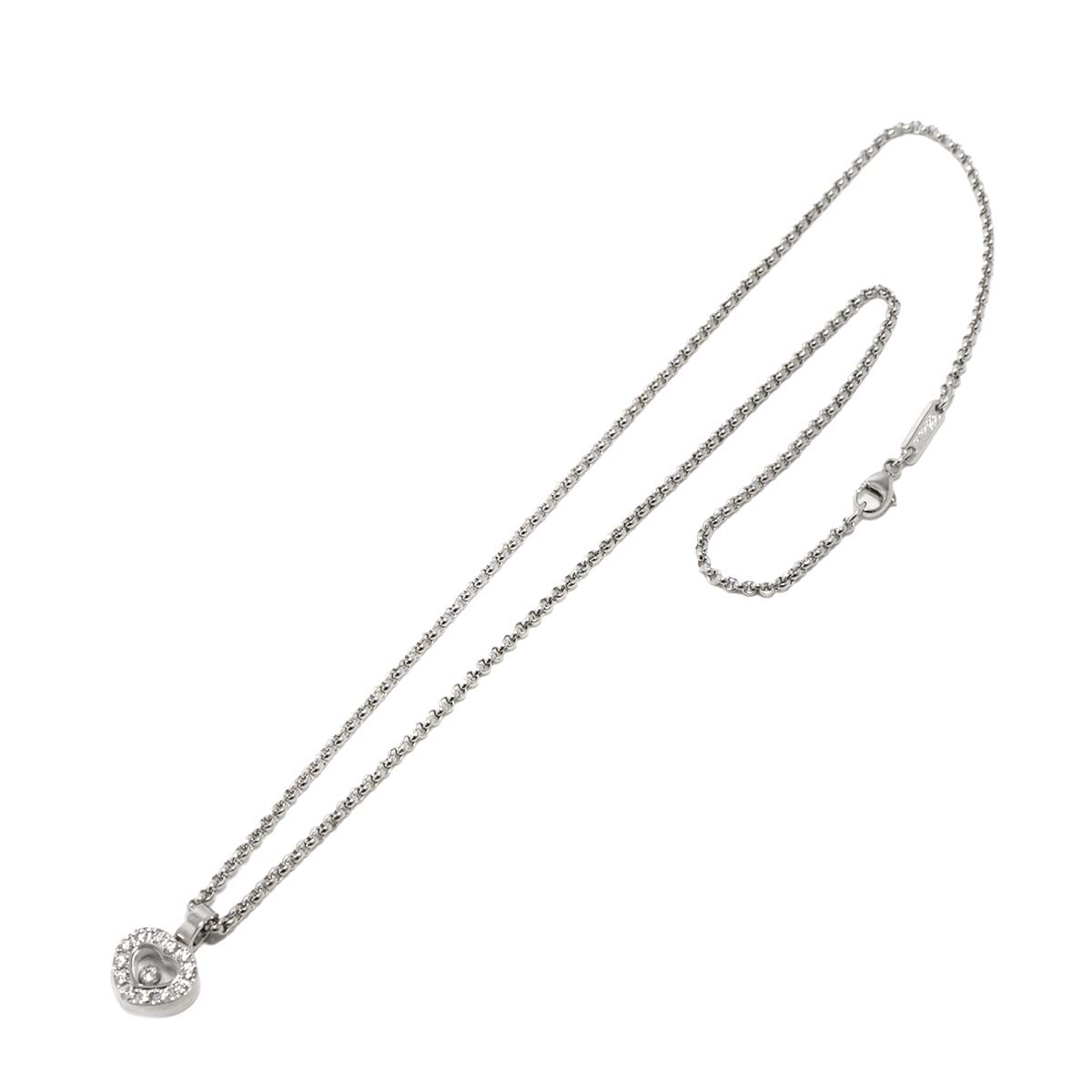 Happy Diamond Heart Necklace 18K White Gold 750