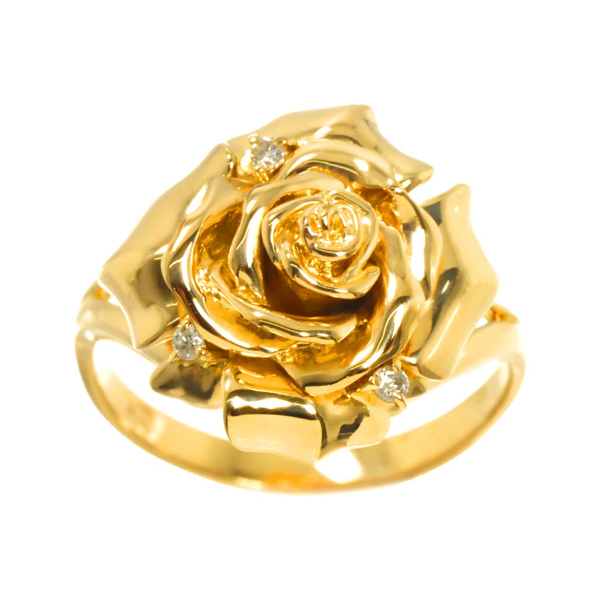 Diamond 0.04ct Ring 18K YG Yellow Gold 750 6.25-6.5(US)