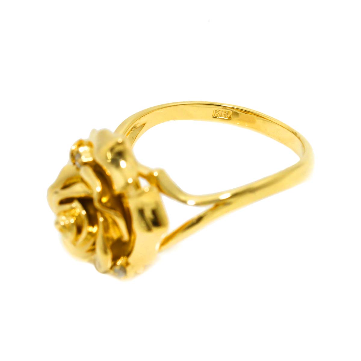 Diamond 0.04ct Ring 18K YG Yellow Gold 750 6.25-6.5(US)