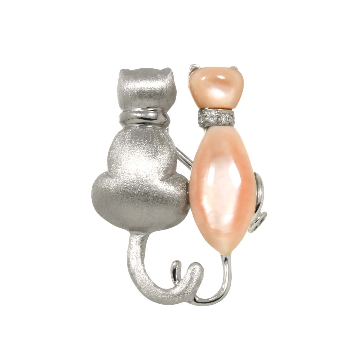 Shell Diamond 0.05ct Brooch Pendant Top 18K WG Wheite Gold 750