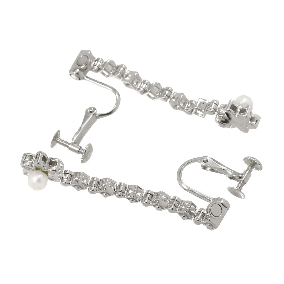 Baby Pearl 3.8mm Earrings Clip on 18K WG White Gold 750