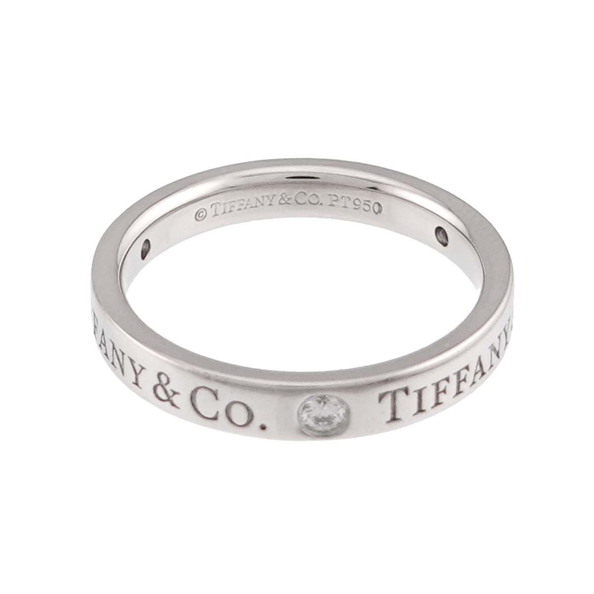 Flat Band Ring Diamond 3P Platinum Size4.5(US)