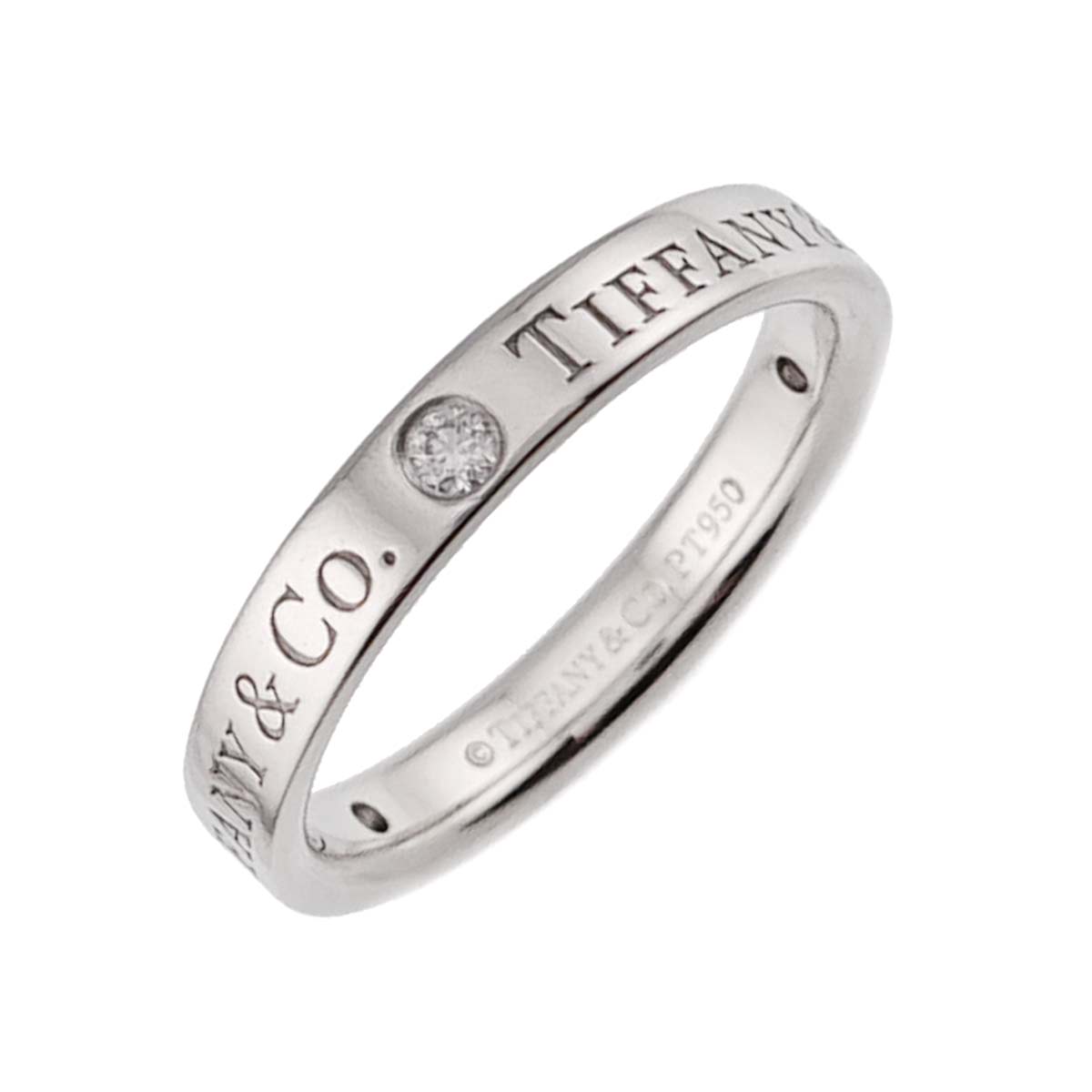 Flat Band Ring Diamond 3P Platinum Size4.5(US)