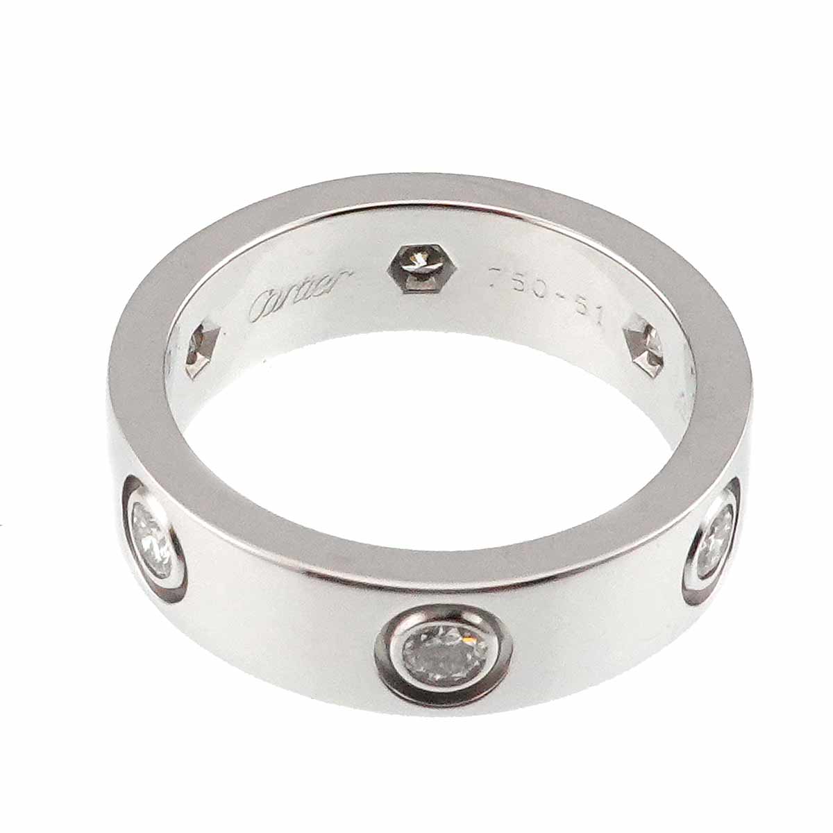 Love Ring Full Diamond 18K White Gold size51 5.5-5.75(US)