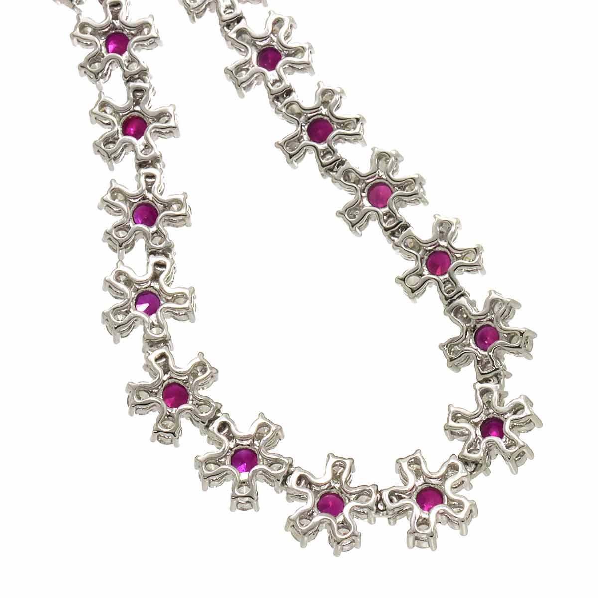 Ruby 7.54ct Diamond 9.60ct Necklace 18K WG White Gold 750