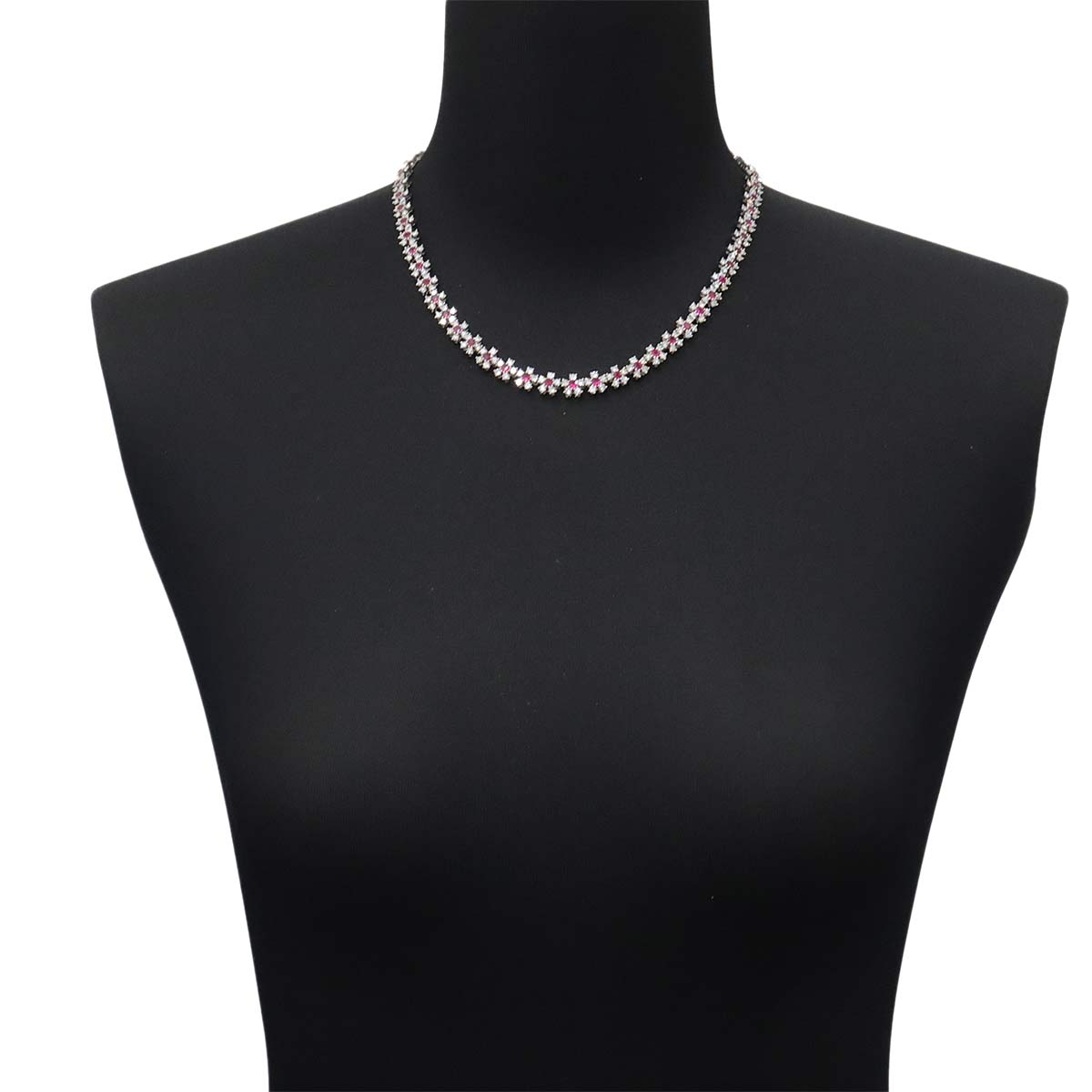 Ruby 7.54ct Diamond 9.60ct Necklace 18K WG White Gold 750