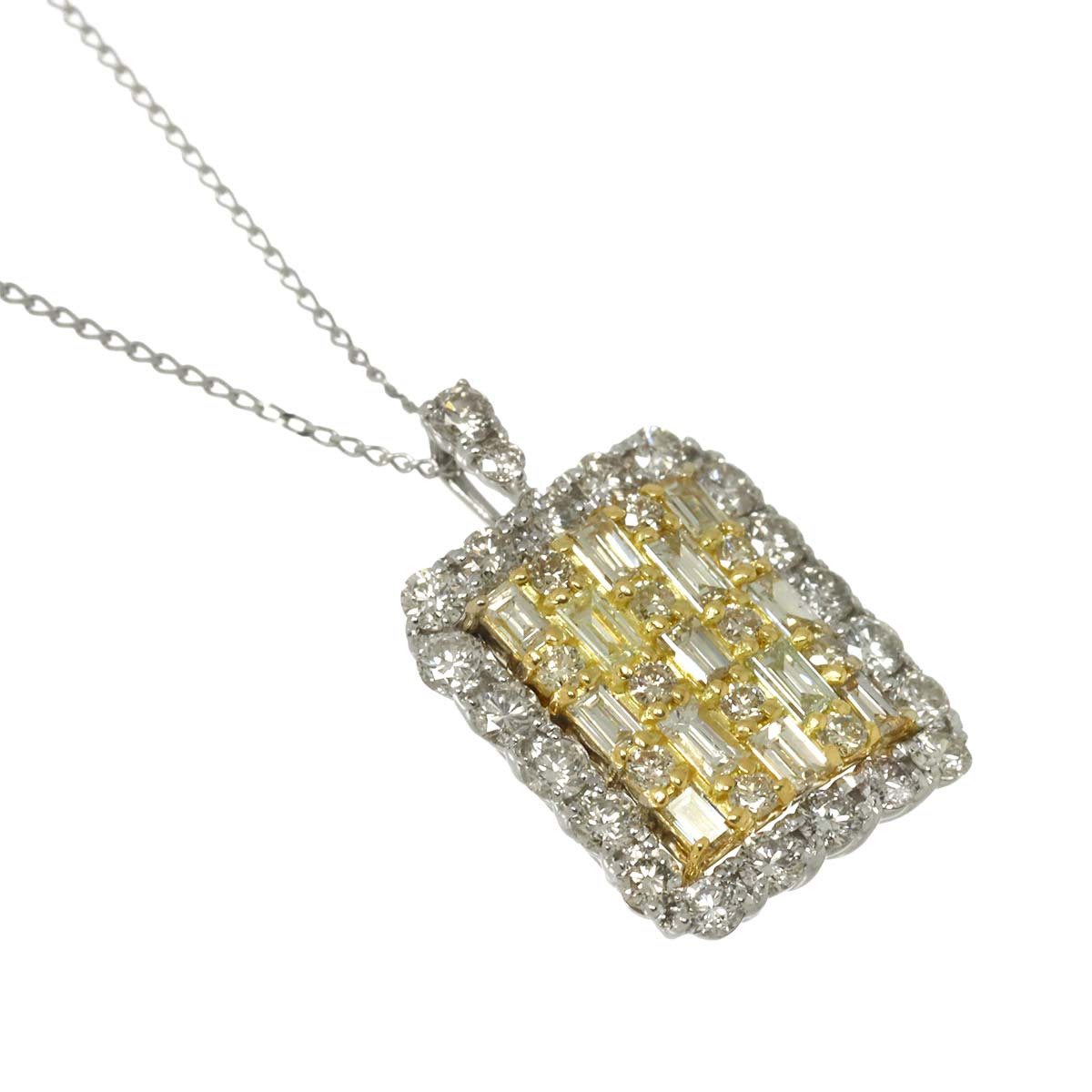 Diamond 1.00ct Necklace Pt 18K YG 750 Platinum