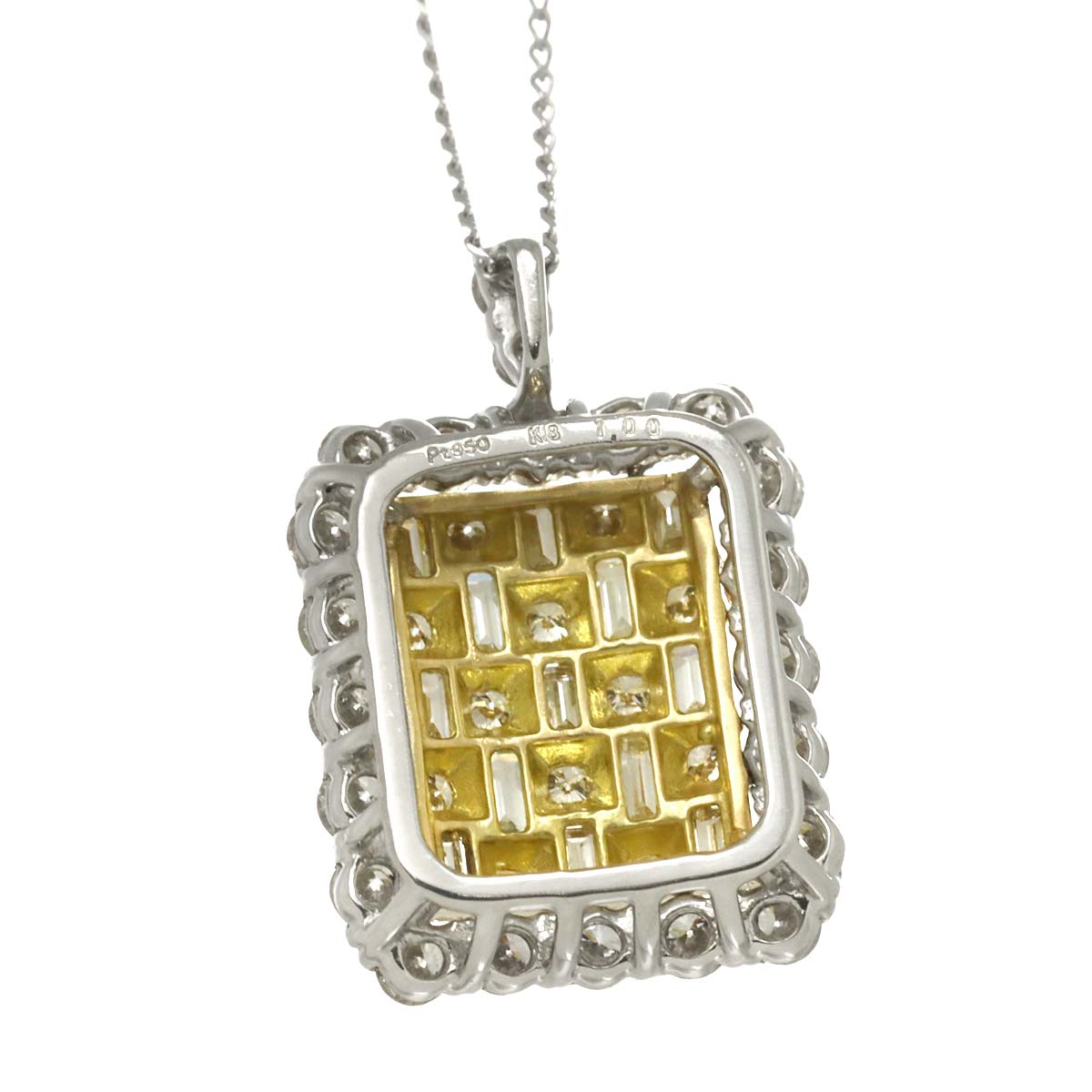 Diamond 1.00ct Necklace Pt 18K YG 750 Platinum