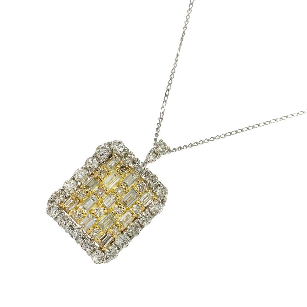 Diamond 1.00ct Necklace Pt 18K YG 750 Platinum