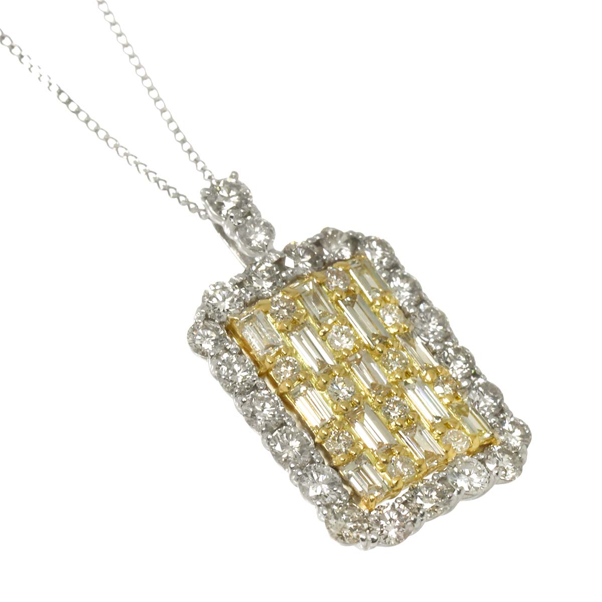 Diamond 2.00ct Necklace Pt 18K YG 750 Platinum