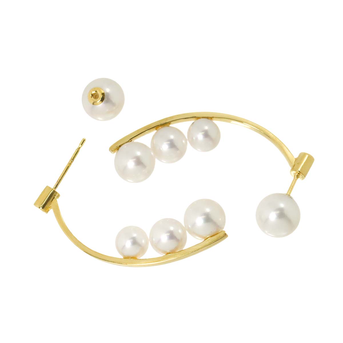 Akoya Pearl 6.0-7.9mm Earrings Pierced 18K YG 750