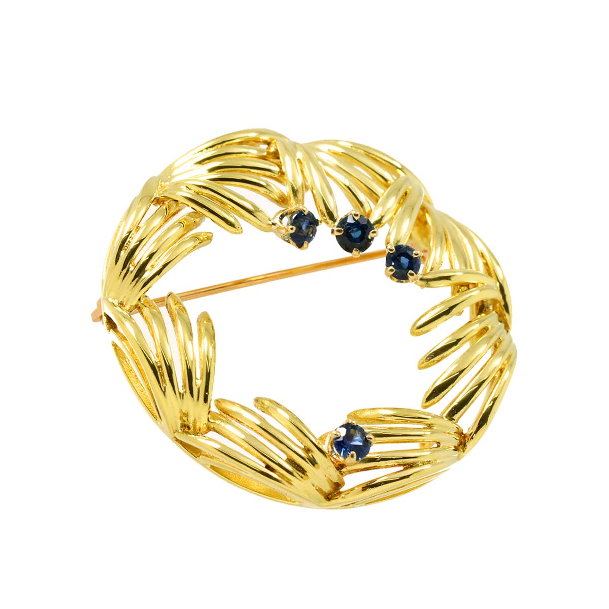 Sapphire Brooch 18K Yellow Gold 750
