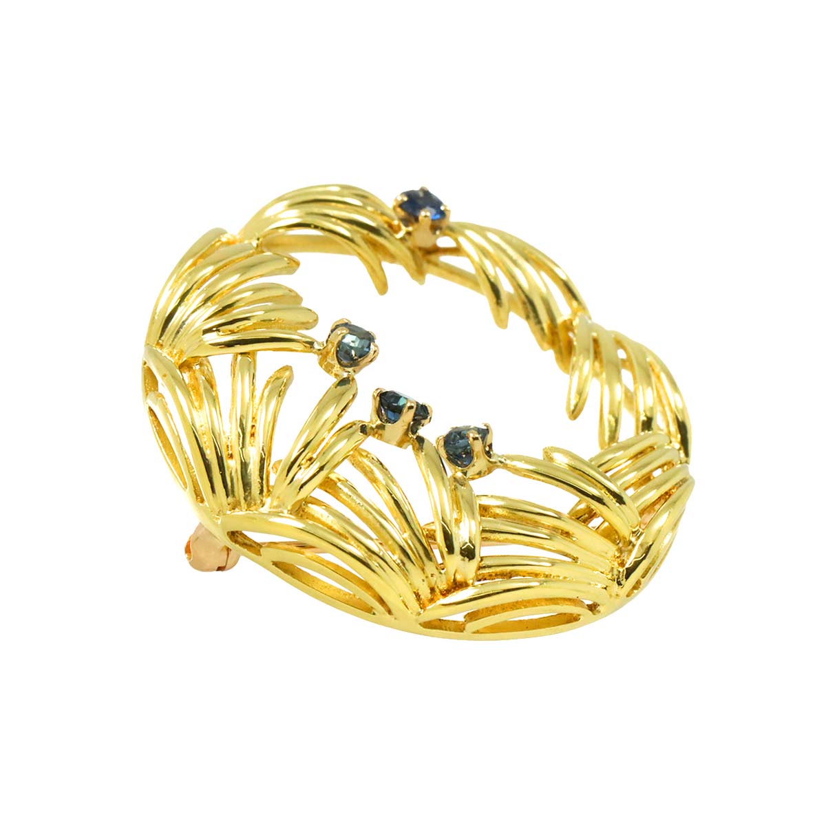 Sapphire Brooch 18K Yellow Gold 750