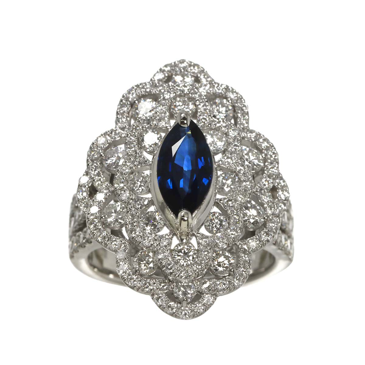 Sapphire 1.268ct Diamond 1.95ct Ring Pt Platinum size6-6.25(US)