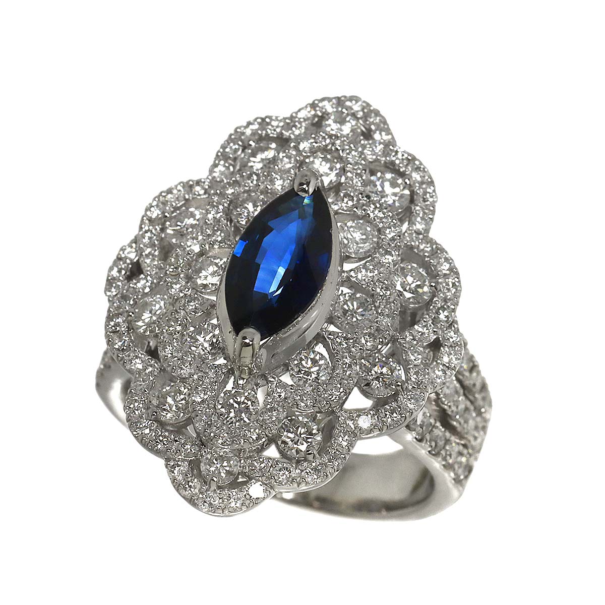 Sapphire 1.268ct Diamond 1.95ct Ring Pt Platinum size6-6.25(US)