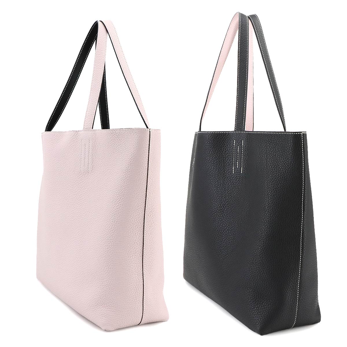 Double Sens 45 Tote Bag Taurillon Clemence Black Rose Darling