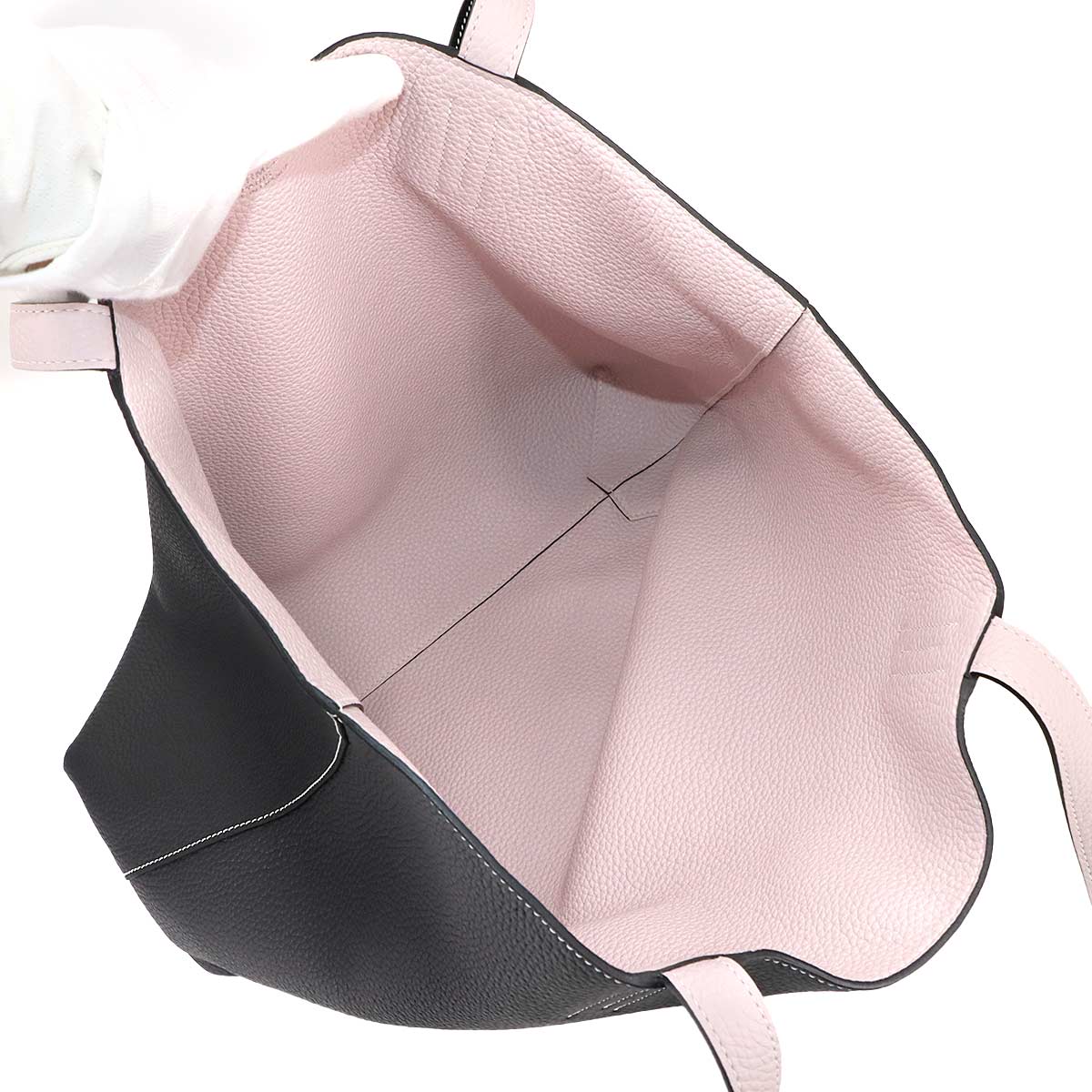 Double Sens 45 Tote Bag Taurillon Clemence Black Rose Darling