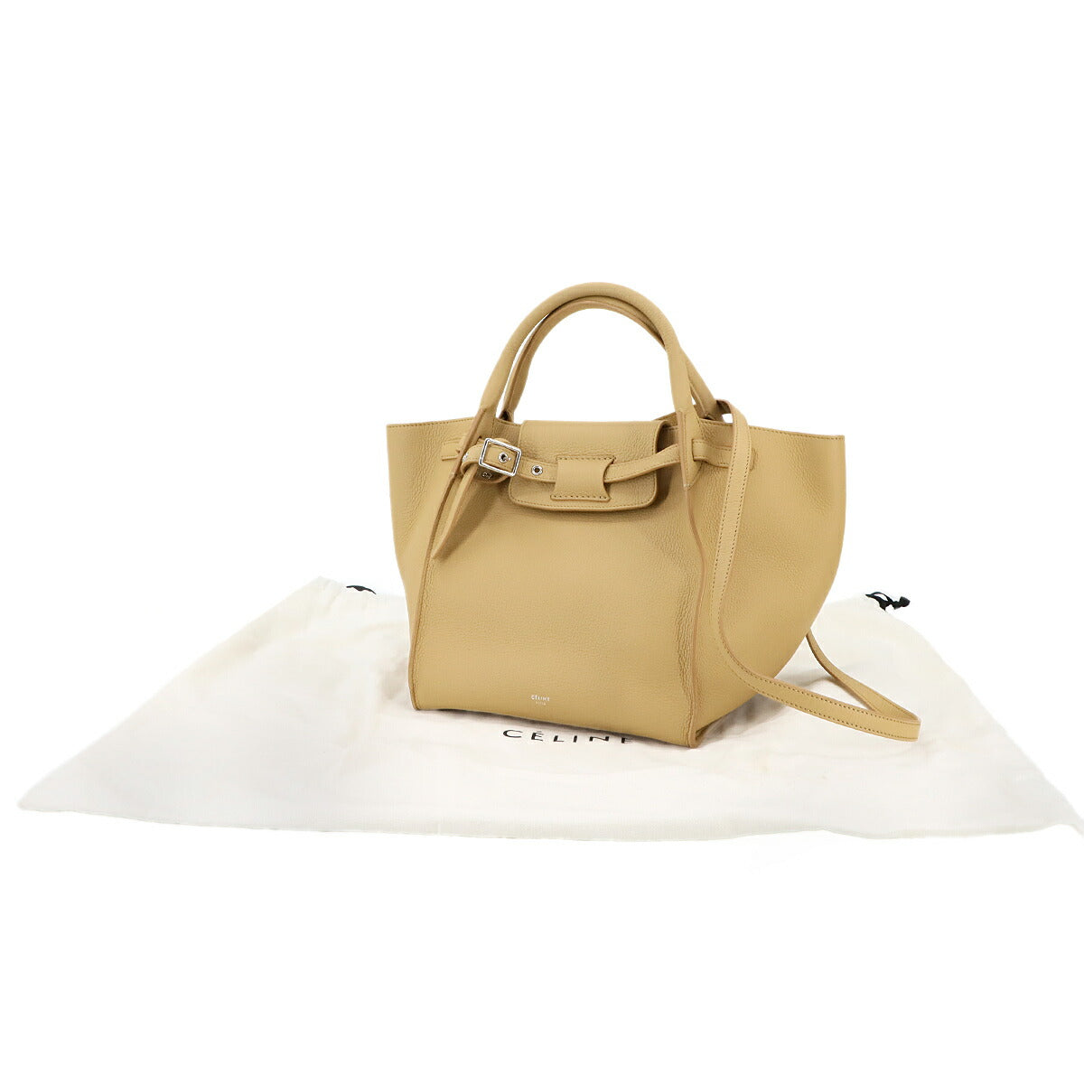 Big Bag Small With Longstrap Hand Shoulder Bag Leather Beige