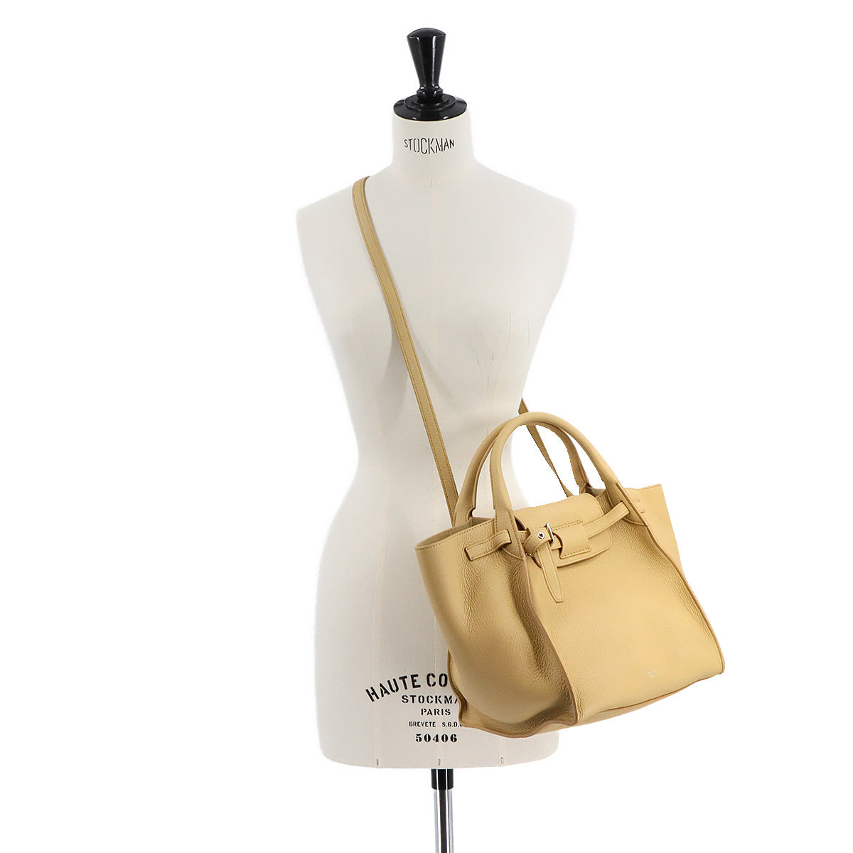 Big Bag Small With Longstrap Hand Shoulder Bag Leather Beige