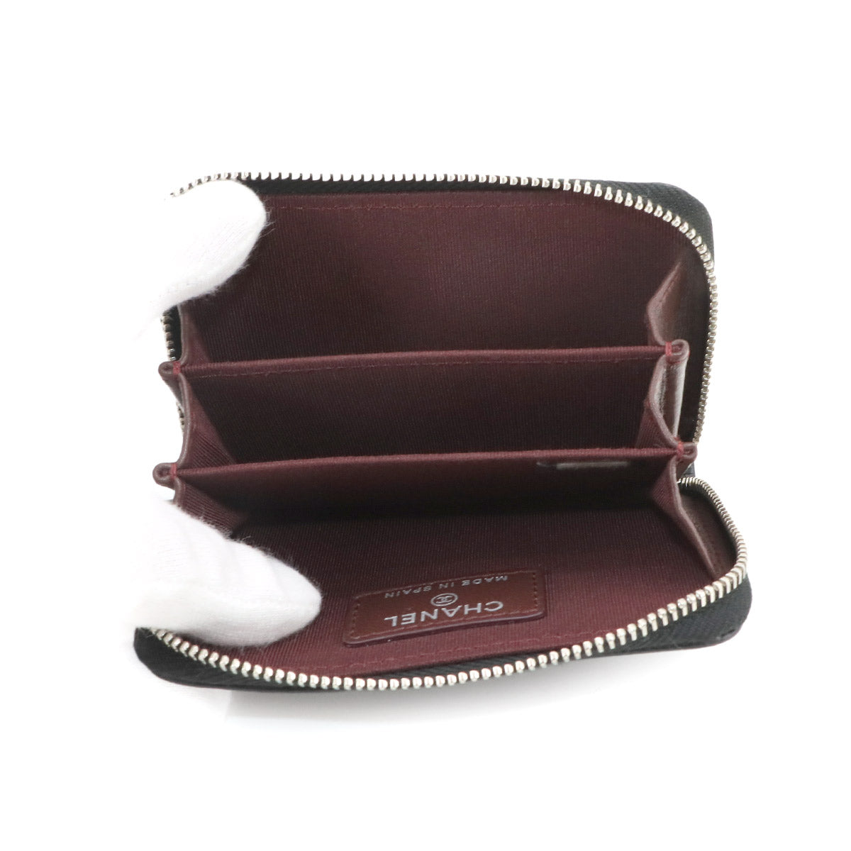 Matelasse Coin Case Purse Leather Black AP0216