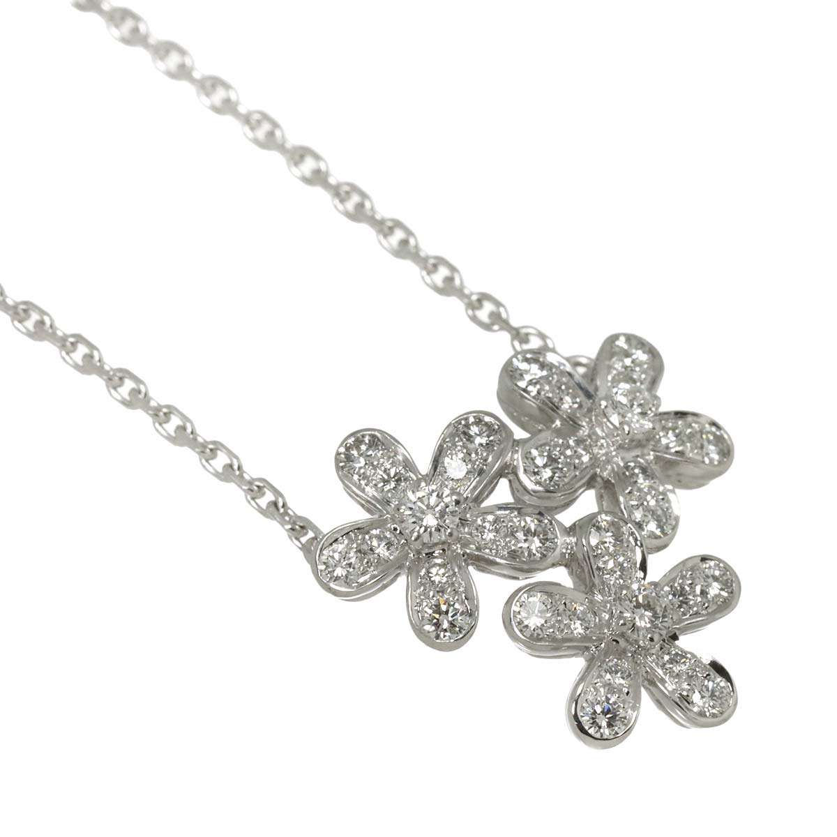 Socrate 3 Flower Diamond Necklace 18K WG 750