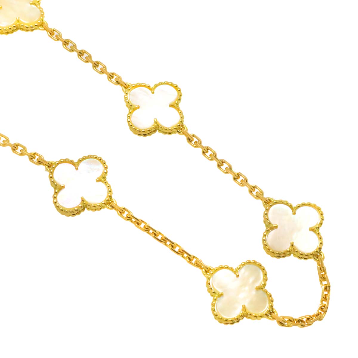 Vintage Alhambra MotherofPearl MOP Necklace 18K YG 750