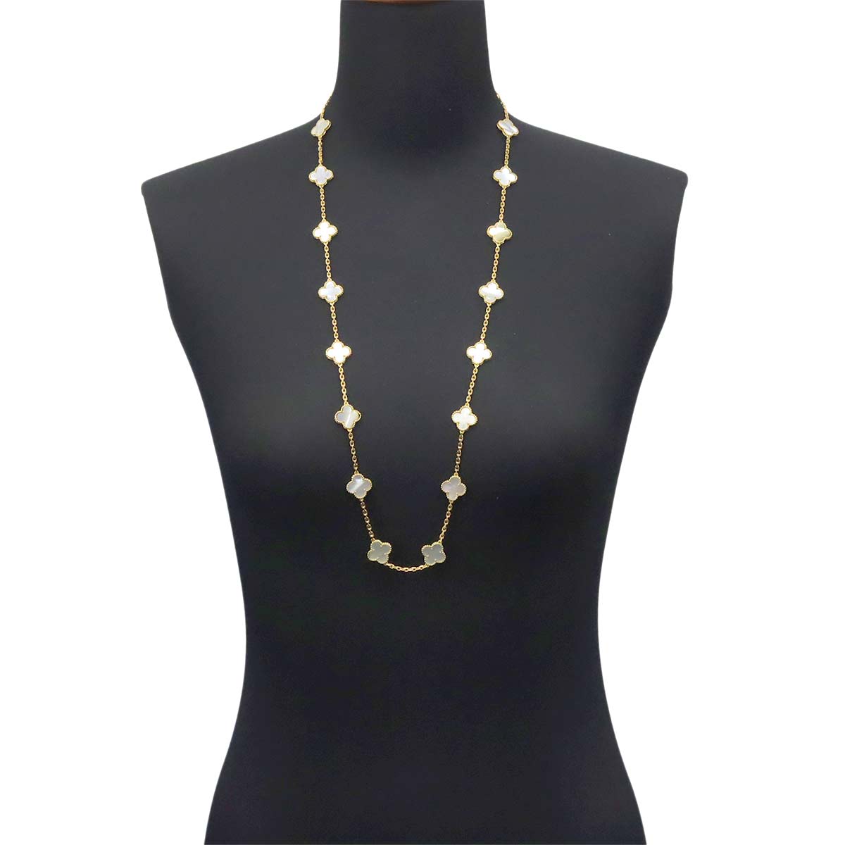 Vintage Alhambra MotherofPearl MOP Necklace 18K YG 750