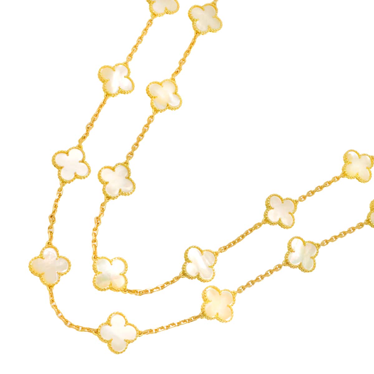 Vintage Alhambra MotherofPearl MOP Necklace 18K YG 750