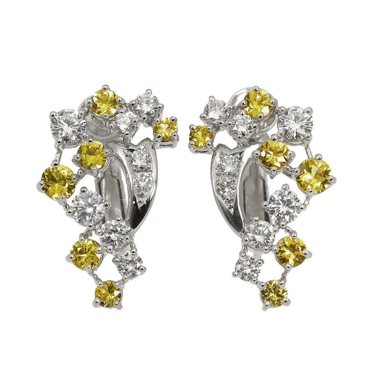 Diamond 0.54/0.54ct Yellow Diamond Earrings Clip on Pt 14K 585