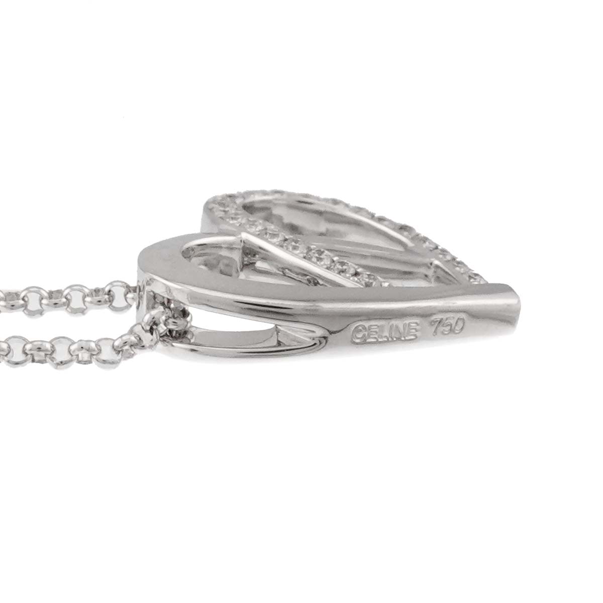 Diamond Heart Necklace 18K White Gold 750