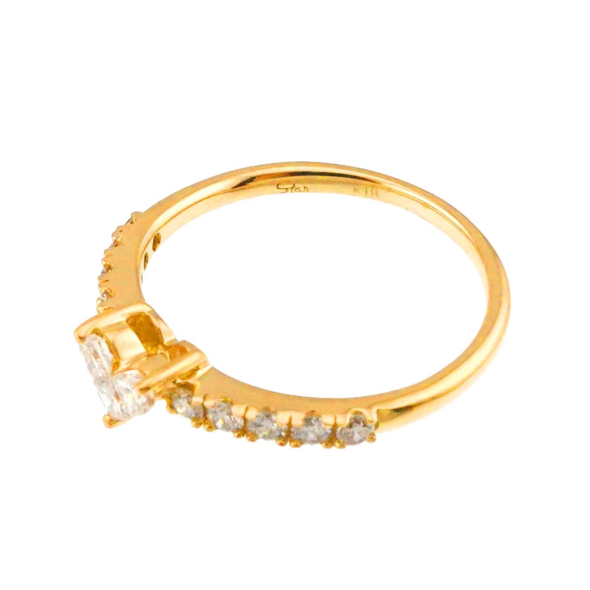 Diamond 0.22ct Ring 18K YG 750 Size4.5(US)