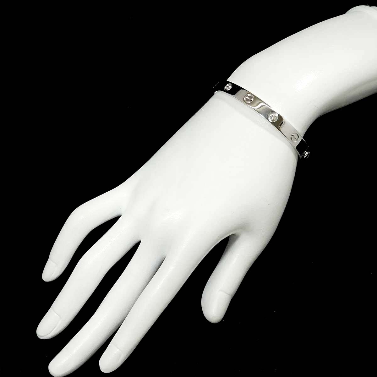 Cartier Love Bracelet Diamond 4P Bangle 18K WG 750 Size16