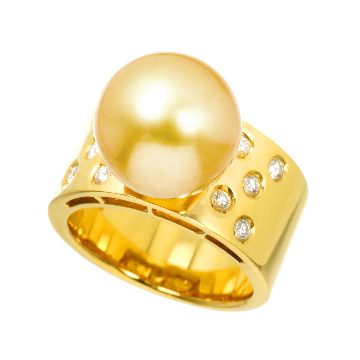 South Sea pearl Diamond 0.30ct Ring 18K YG 750 8.25-8.75(US)